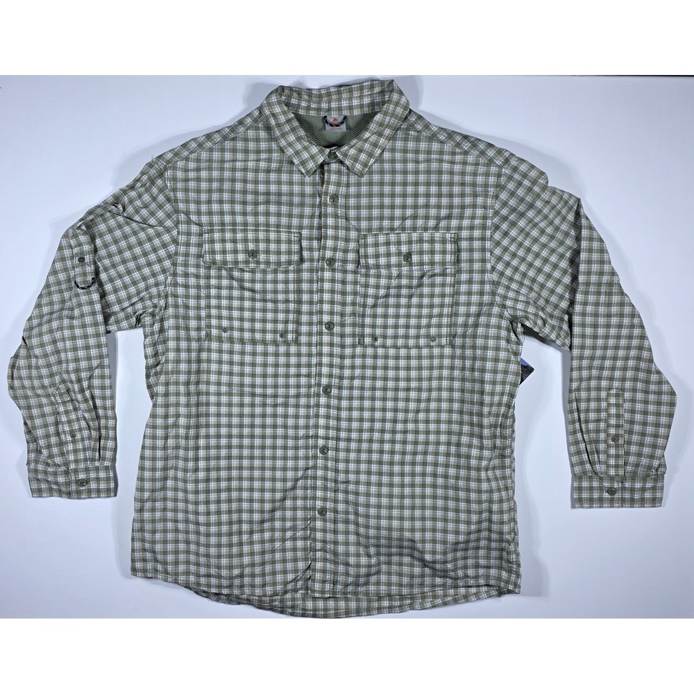 Ozark Trail Men's XL Green Plaid Long Sleeve Hiking Fishing Shirt